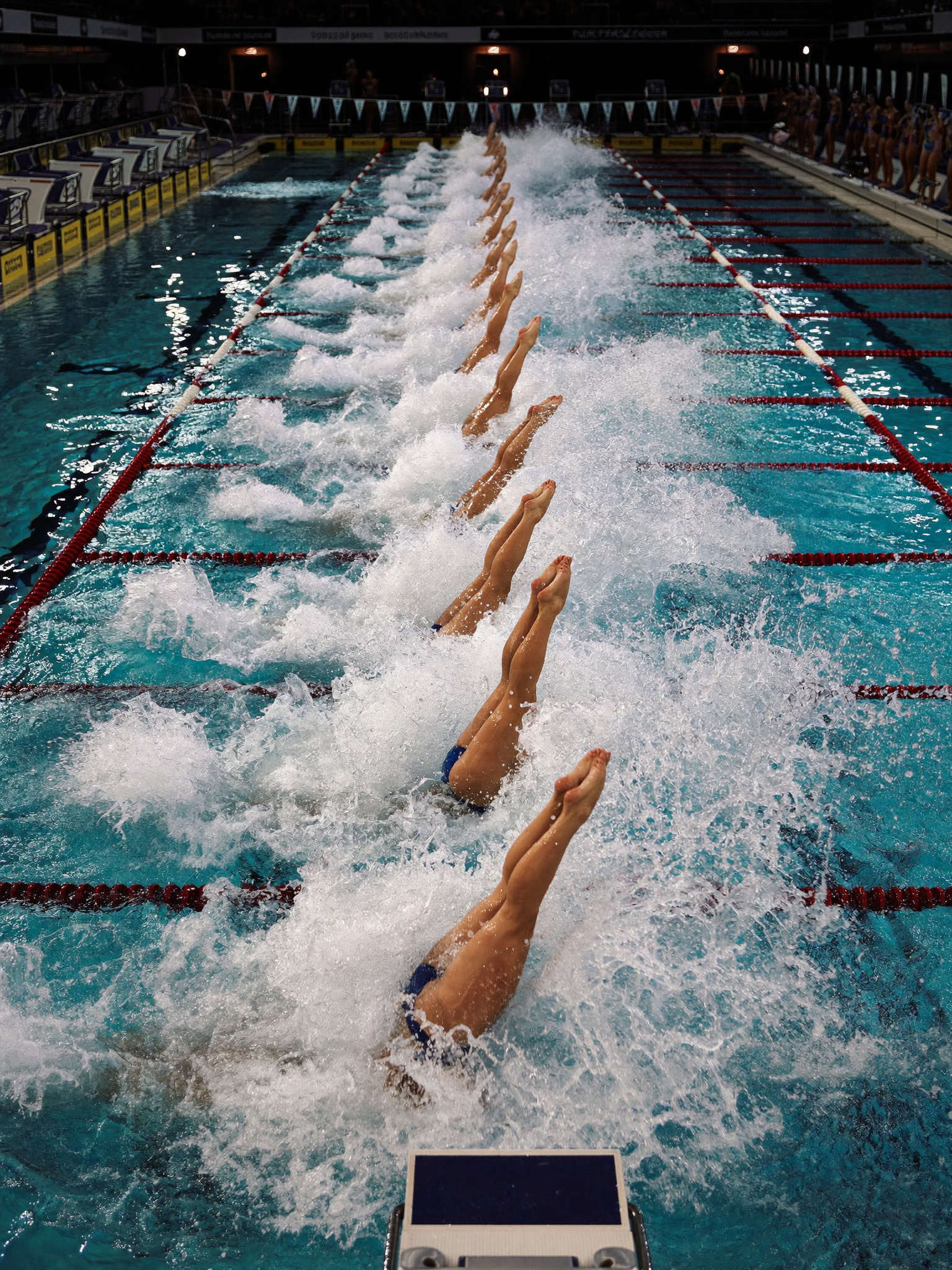 Ohio State women's swim team diving into the pool